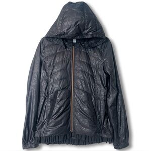 Lululemon Spring Fling Puffy Windbreaker Black Animal Swirl Embossed Sz 8